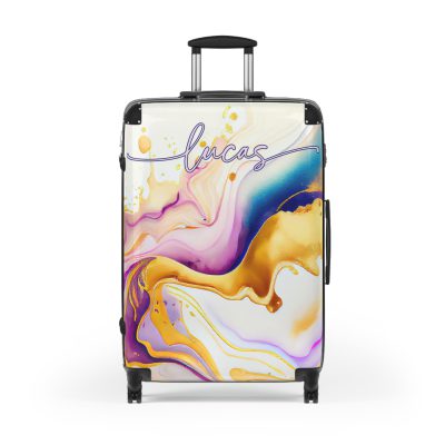 Custom Marble Suitcase - A personalized suitcase adorned with an elegant marble-themed design, perfect for travelers who want to add a touch of luxury to their luggage.