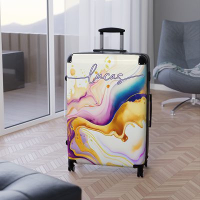 Custom Marble Suitcase - A personalized suitcase adorned with an elegant marble-themed design, perfect for travelers who want to add a touch of luxury to their luggage.