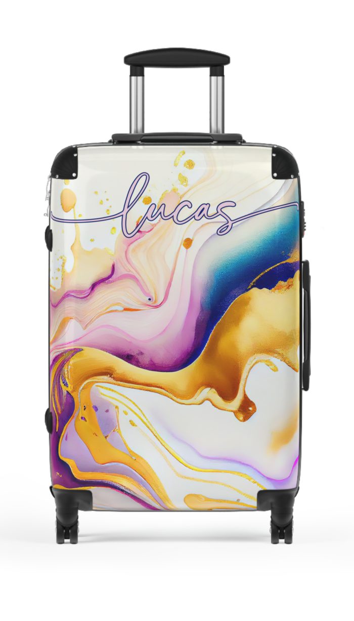 Custom Marble Suitcase - A personalized suitcase adorned with an elegant marble-themed design, perfect for travelers who want to add a touch of luxury to their luggage.