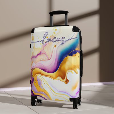 Custom Marble Suitcase - A personalized suitcase adorned with an elegant marble-themed design, perfect for travelers who want to add a touch of luxury to their luggage.