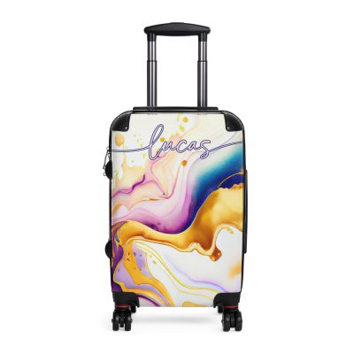 Custom Marble Suitcase - A personalized suitcase adorned with an elegant marble-themed design, perfect for travelers who want to add a touch of luxury to their luggage.