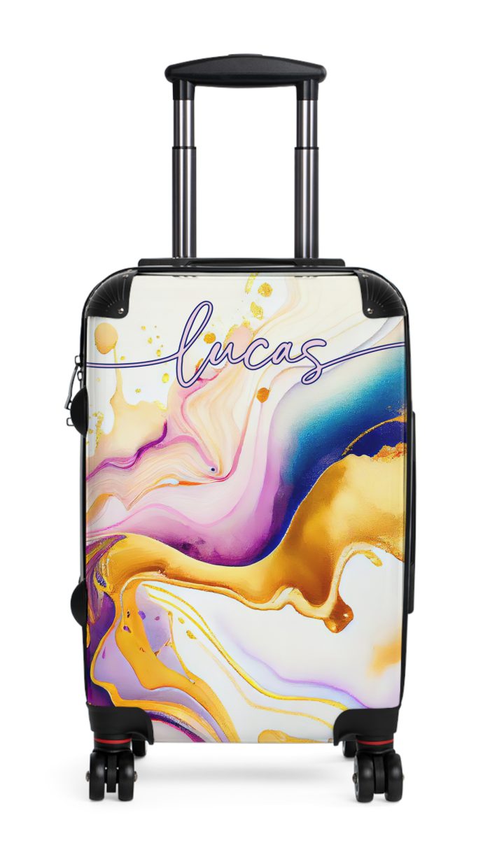 Custom Marble Suitcase - A personalized suitcase adorned with an elegant marble-themed design, perfect for travelers who want to add a touch of luxury to their luggage.