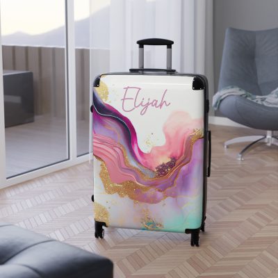 Custom Marble Suitcase - A personalized suitcase adorned with an elegant marble-themed design, perfect for travelers who want to add a touch of luxury to their luggage.