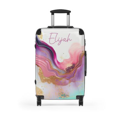 Custom Marble Suitcase - A personalized suitcase adorned with an elegant marble-themed design, perfect for travelers who want to add a touch of luxury to their luggage.