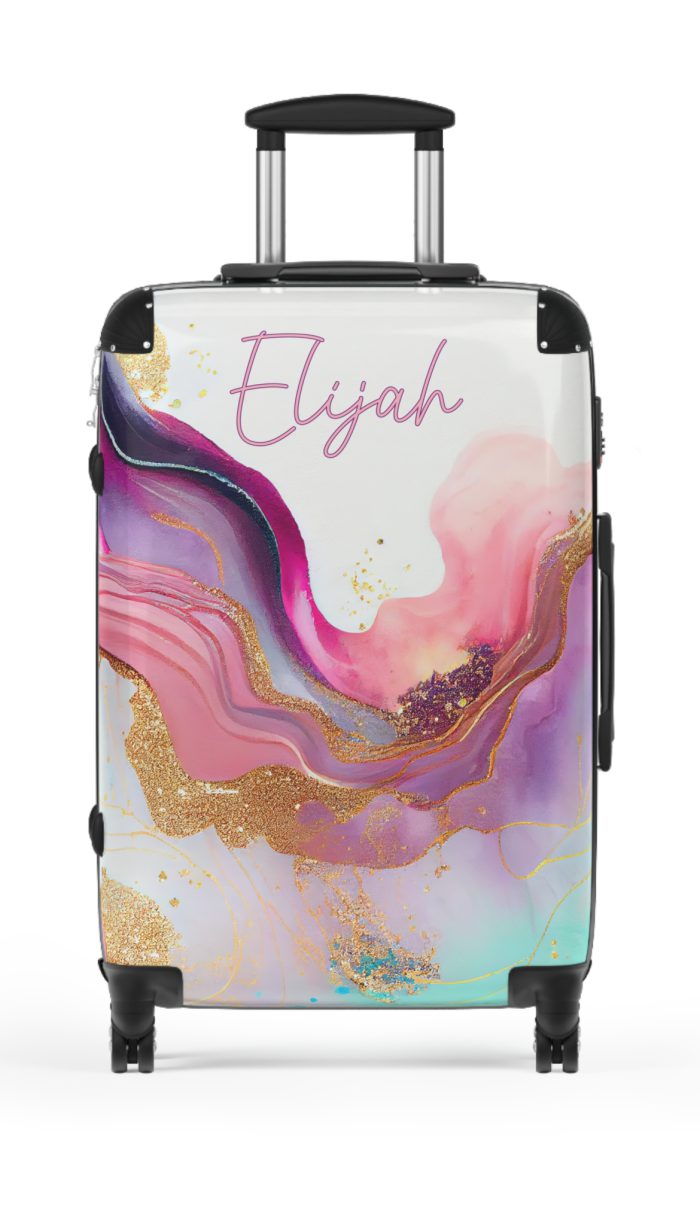 Custom Marble Suitcase - A personalized suitcase adorned with an elegant marble-themed design, perfect for travelers who want to add a touch of luxury to their luggage.