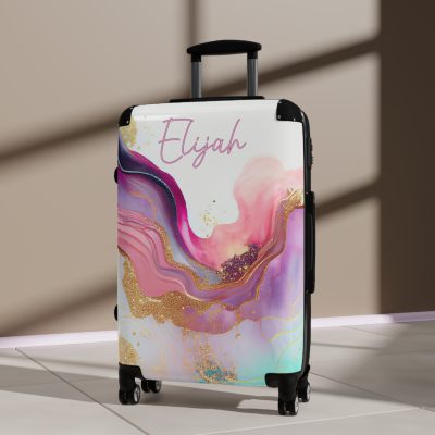 Custom Marble Suitcase - A personalized suitcase adorned with an elegant marble-themed design, perfect for travelers who want to add a touch of luxury to their luggage.