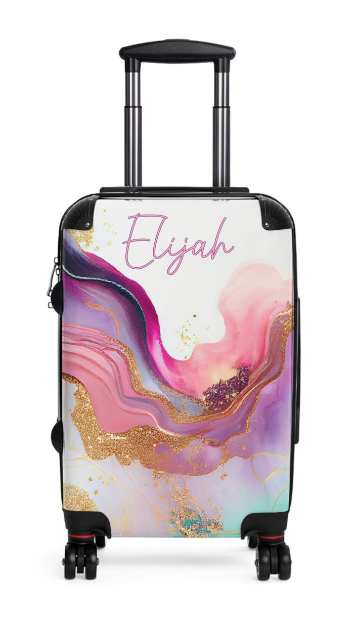 Custom Marble Suitcase - A personalized suitcase adorned with an elegant marble-themed design, perfect for travelers who want to add a touch of luxury to their luggage.