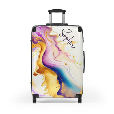 Custom Marble Suitcase - A personalized suitcase adorned with an elegant marble-themed design, perfect for travelers who want to add a touch of luxury to their luggage.