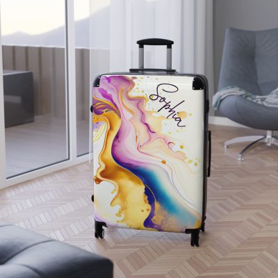 Custom Marble Suitcase - A personalized suitcase adorned with an elegant marble-themed design, perfect for travelers who want to add a touch of luxury to their luggage.