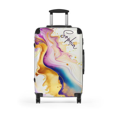 Custom Marble Suitcase - A personalized suitcase adorned with an elegant marble-themed design, perfect for travelers who want to add a touch of luxury to their luggage.