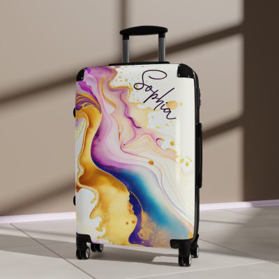 Custom Marble Suitcase - A personalized suitcase adorned with an elegant marble-themed design, perfect for travelers who want to add a touch of luxury to their luggage.