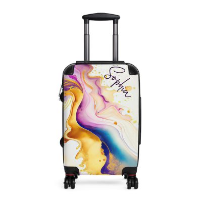 Custom Marble Suitcase - A personalized suitcase adorned with an elegant marble-themed design, perfect for travelers who want to add a touch of luxury to their luggage.