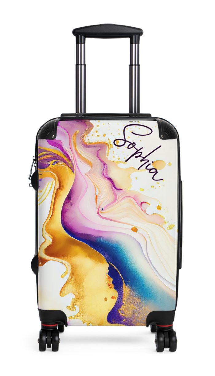 Custom Marble Suitcase - A personalized suitcase adorned with an elegant marble-themed design, perfect for travelers who want to add a touch of luxury to their luggage.