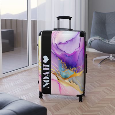 Custom Marble Suitcase - A personalized suitcase adorned with an elegant marble-themed design, perfect for travelers who want to add a touch of luxury to their luggage.