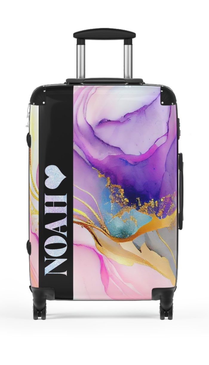 Custom Marble Suitcase - A personalized suitcase adorned with an elegant marble-themed design, perfect for travelers who want to add a touch of luxury to their luggage.