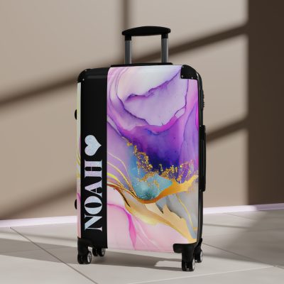 Custom Marble Suitcase - A personalized suitcase adorned with an elegant marble-themed design, perfect for travelers who want to add a touch of luxury to their luggage.