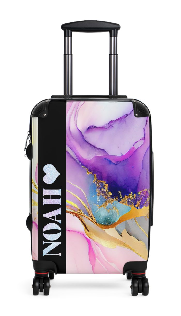 Custom Marble Suitcase - A personalized suitcase adorned with an elegant marble-themed design, perfect for travelers who want to add a touch of luxury to their luggage.