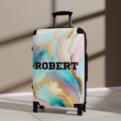 Custom Marble Suitcase - A personalized suitcase adorned with an elegant marble-themed design, perfect for travelers who want to add a touch of luxury to their luggage.