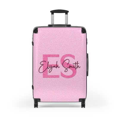 Pink Glitter Custom Suitcase - Sparkling Personalized Luggage with Glittering Pink Design