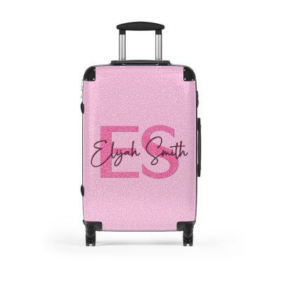 Pink Glitter Custom Suitcase - Sparkling Personalized Luggage with Glittering Pink Design