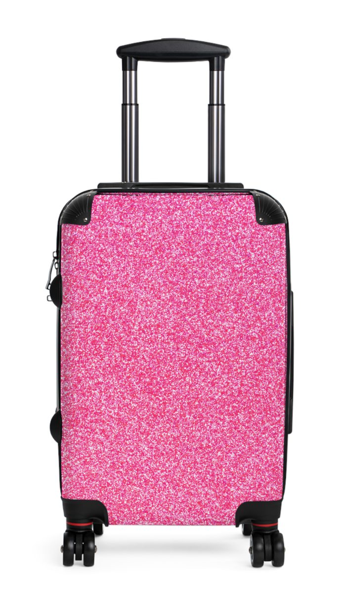 Pink Glitter Suitcase - Sparkling Luggage with Glittering Pink Design