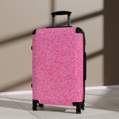 Pink Glitter Suitcase - Sparkling Luggage with Glittering Pink Design