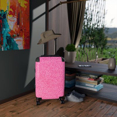 Pink Glitter Suitcase - Sparkling Luggage with Glittering Pink Design