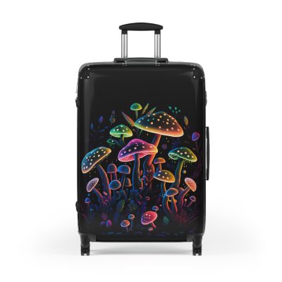 Mushroom Suitcase - A stylish suitcase featuring a whimsical mushroom design, perfect for travelers who want to embrace the charm of fungi in their luggage.