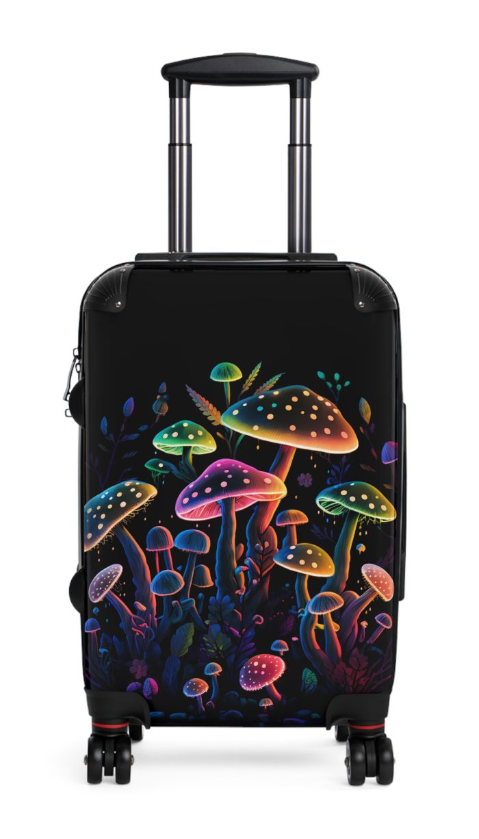 Mushroom Suitcase - A stylish suitcase featuring a whimsical mushroom design, perfect for travelers who want to embrace the charm of fungi in their luggage.