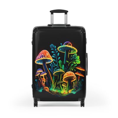 Mushroom Suitcase - A stylish suitcase featuring a whimsical mushroom design, perfect for travelers who want to embrace the charm of fungi in their luggage.