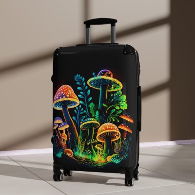 Mushroom Suitcase - A stylish suitcase featuring a whimsical mushroom design, perfect for travelers who want to embrace the charm of fungi in their luggage.