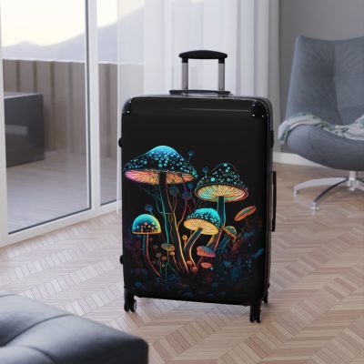 Mushroom Suitcase - A stylish suitcase featuring a whimsical mushroom design, perfect for travelers who want to embrace the charm of fungi in their luggage.