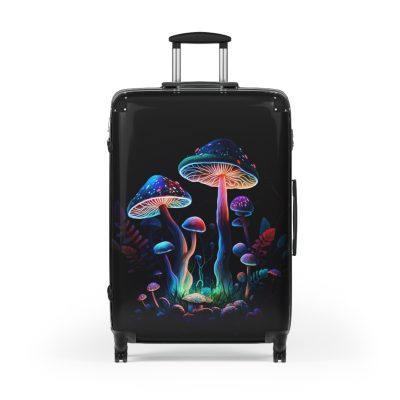 Mushroom Suitcase - A stylish suitcase featuring a whimsical mushroom design, perfect for travelers who want to embrace the charm of fungi in their luggage.