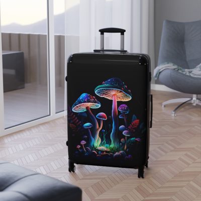 Mushroom Suitcase - A stylish suitcase featuring a whimsical mushroom design, perfect for travelers who want to embrace the charm of fungi in their luggage.