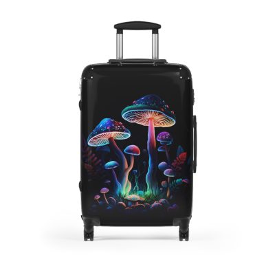 Mushroom Suitcase - A stylish suitcase featuring a whimsical mushroom design, perfect for travelers who want to embrace the charm of fungi in their luggage.