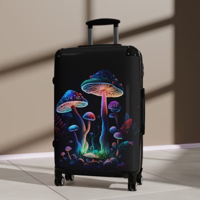 Mushroom Suitcase - A stylish suitcase featuring a whimsical mushroom design, perfect for travelers who want to embrace the charm of fungi in their luggage.