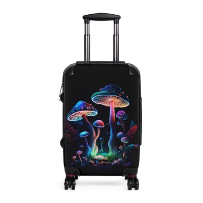 Mushroom Suitcase - A stylish suitcase featuring a whimsical mushroom design, perfect for travelers who want to embrace the charm of fungi in their luggage.