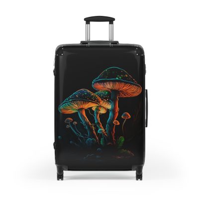 Mushroom Suitcase - A stylish suitcase featuring a whimsical mushroom design, perfect for travelers who want to embrace the charm of fungi in their luggage.