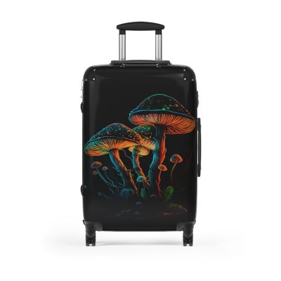 Mushroom Suitcase - A stylish suitcase featuring a whimsical mushroom design, perfect for travelers who want to embrace the charm of fungi in their luggage.