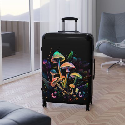 Mushroom Suitcase - A stylish suitcase featuring a whimsical mushroom design, perfect for travelers who want to embrace the charm of fungi in their luggage.