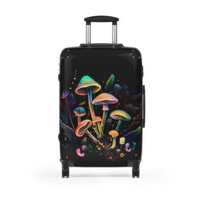 Mushroom Suitcase - A stylish suitcase featuring a whimsical mushroom design, perfect for travelers who want to embrace the charm of fungi in their luggage.