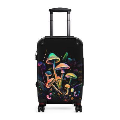 Mushroom Suitcase - A stylish suitcase featuring a whimsical mushroom design, perfect for travelers who want to embrace the charm of fungi in their luggage.