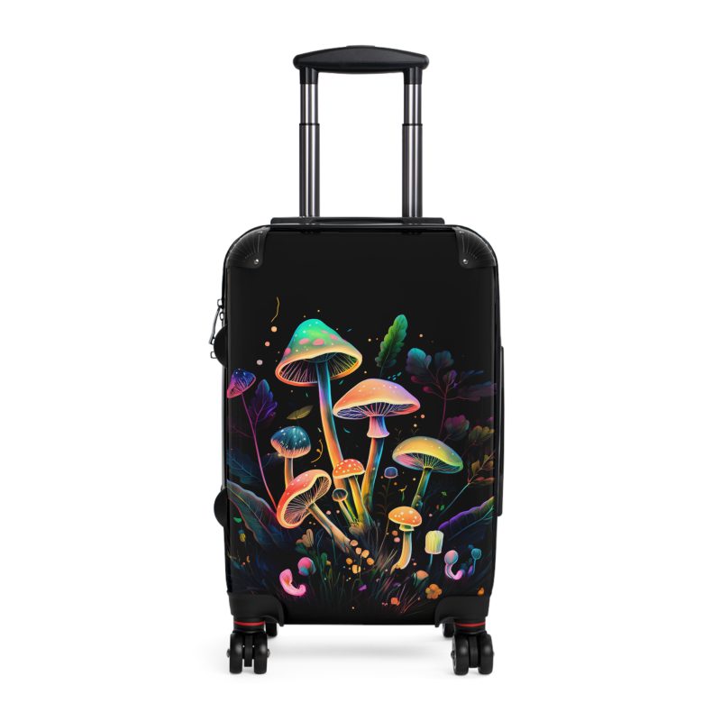 Mushroom Suitcase - A stylish suitcase featuring a whimsical mushroom design, perfect for travelers who want to embrace the charm of fungi in their luggage.