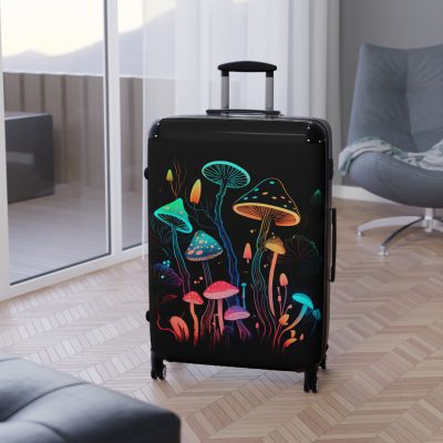 Mushroom Suitcase - A stylish suitcase featuring a whimsical mushroom design, perfect for travelers who want to embrace the charm of fungi in their luggage.