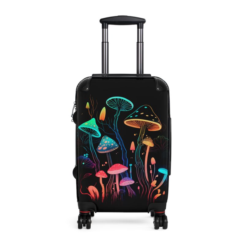 Mushroom Suitcase - A stylish suitcase featuring a whimsical mushroom design, perfect for travelers who want to embrace the charm of fungi in their luggage.