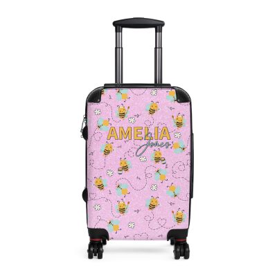 Custom Bee Suitcase - A personalized suitcase adorned with a bee-themed design, perfect for travelers who want to make a buzz with their luggage.