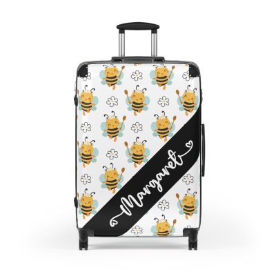 Custom Bee Suitcase - A personalized suitcase adorned with a bee-themed design, perfect for travelers who want to make a buzz with their luggage.