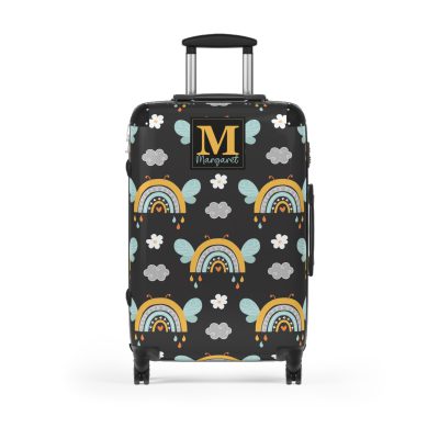 Custom Bee Suitcase - A personalized suitcase adorned with a bee-themed design, perfect for travelers who want to make a buzz with their luggage.