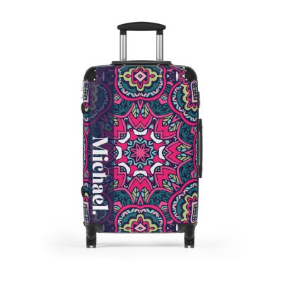 Custom Mandala Suitcase - A personalized suitcase adorned with a unique mandala design, perfect for travelers who want to add a touch of artistry to their luggage.