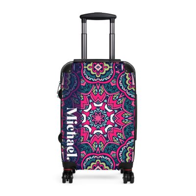 Custom Mandala Suitcase - A personalized suitcase adorned with a unique mandala design, perfect for travelers who want to add a touch of artistry to their luggage.